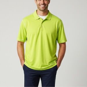 ANTIGUA XXL Men Polo Desert Dry Neon Yellow Green Golf Performance Sporty Preppy
